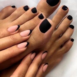 diseño de uñas en gel color negra