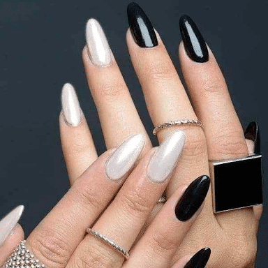 2_estilo de uñas negras con blanco
