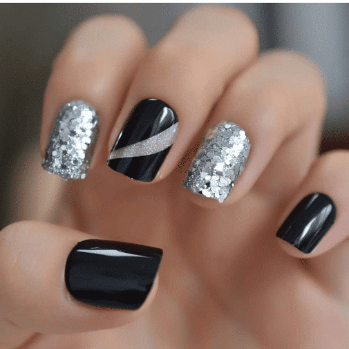 diseño uñas negras gel