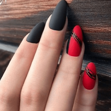 uñas negras con rojo estilos