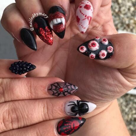 Las uñas decoradas de Halloween en 3D 2