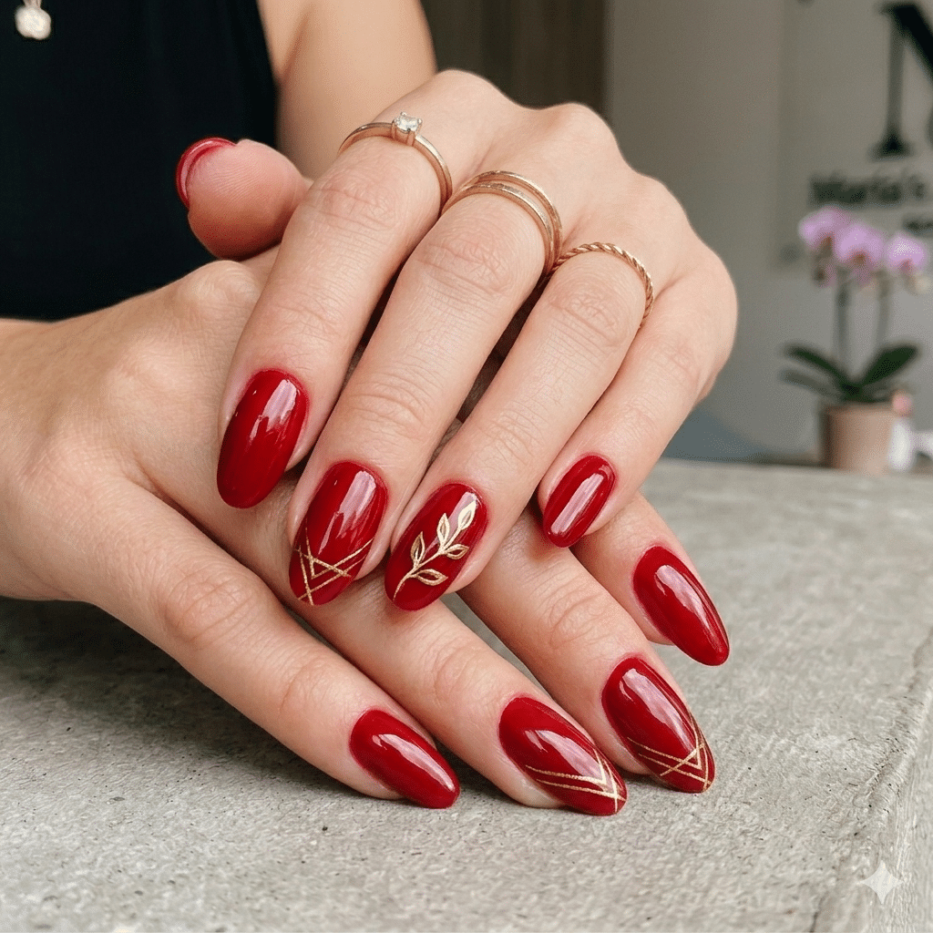 uñas semipermanentes rojas​