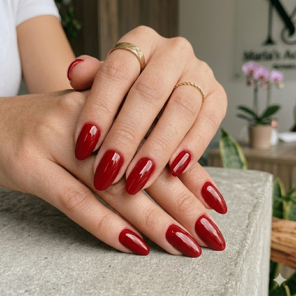 uñas semipermanentes rojas​
