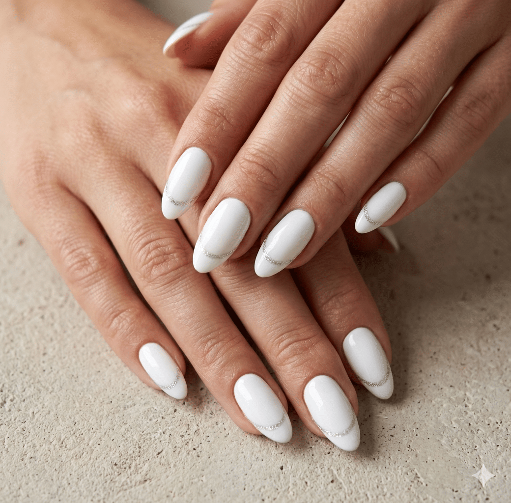 manicura semipermanente blanca