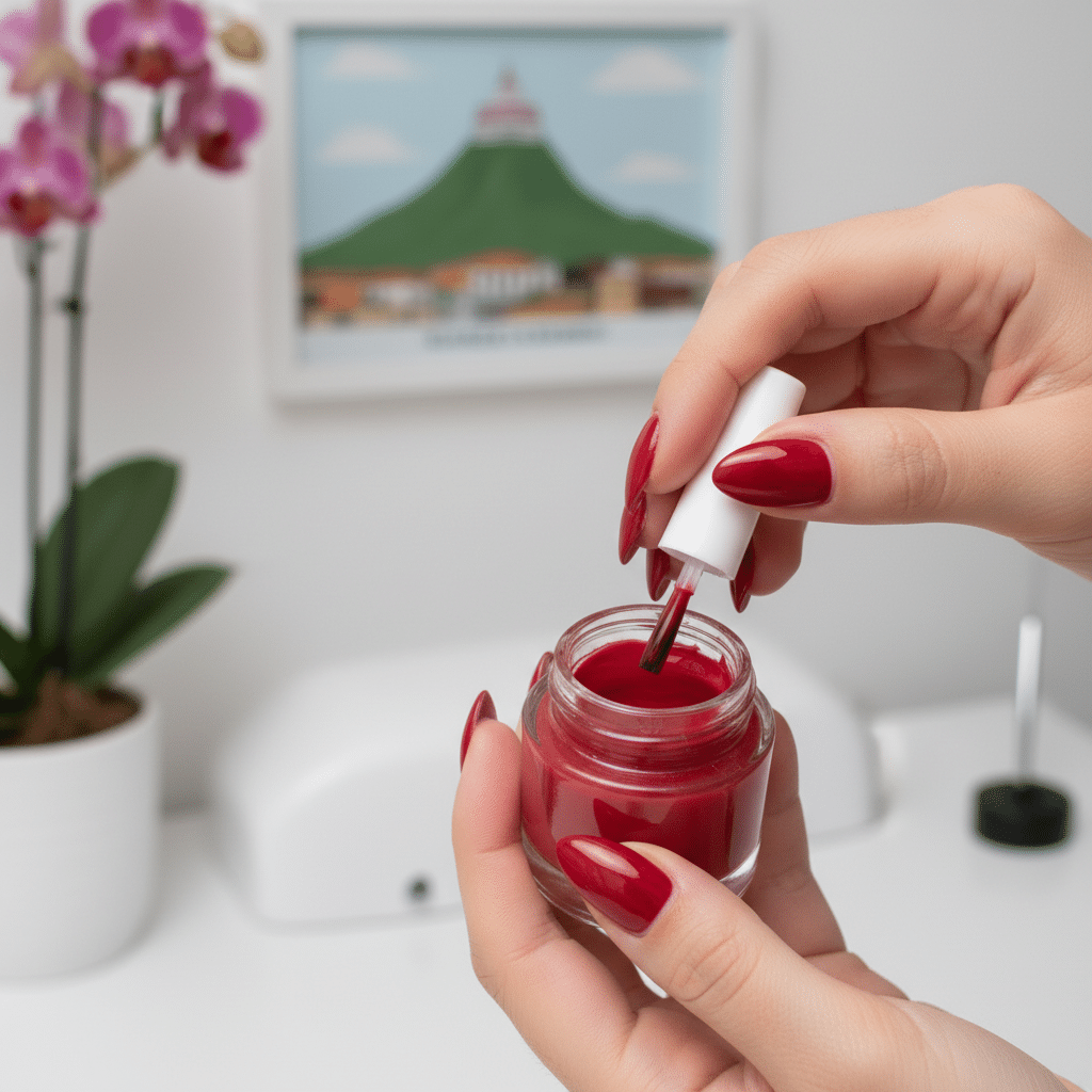 uñas semipermanentes rojas​