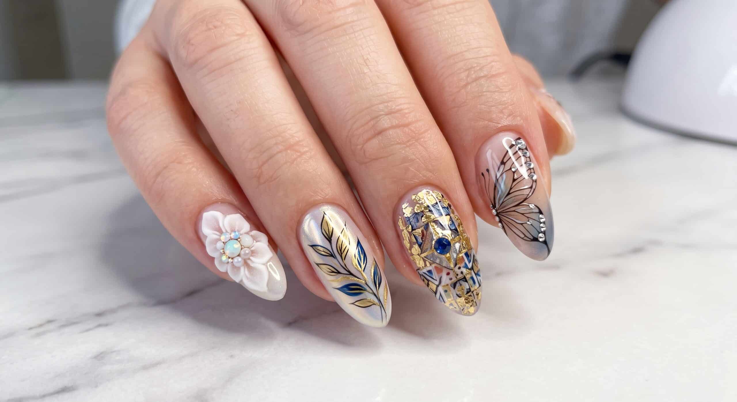 diseños de uñas almendradas
