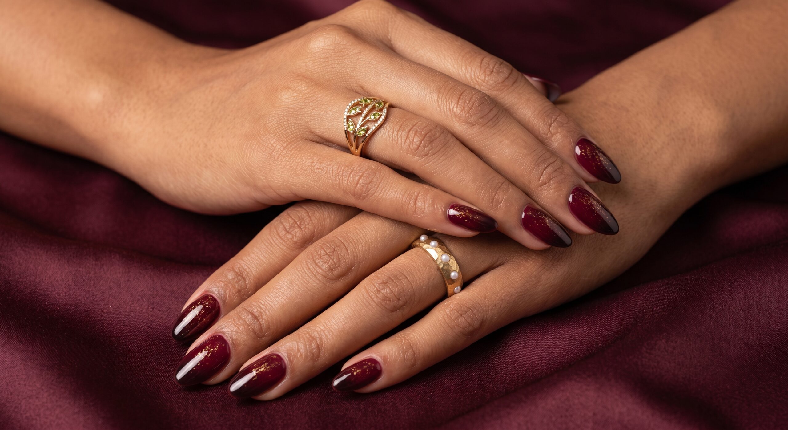 diseños de uñas Vinotinto​