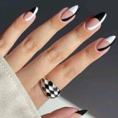Uñas blanco y negro sencillas13