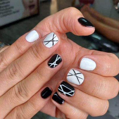Uñas blanco y negro sencillas/ tipos de uñas